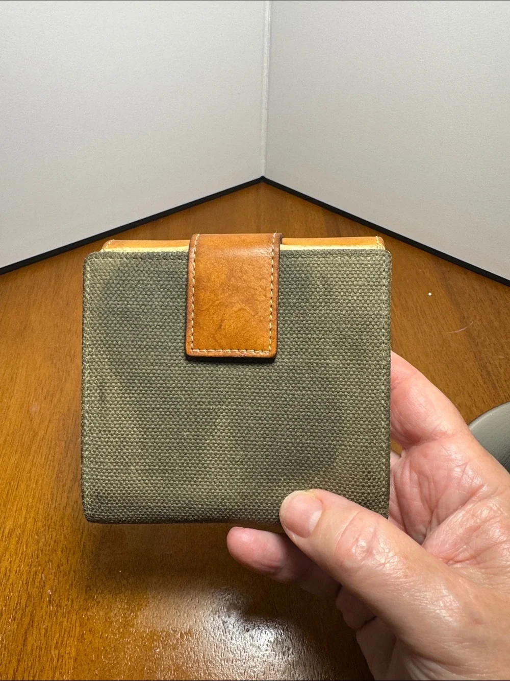 Dior Brown Leather & Olive Canvas Small Wallet